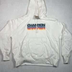 Champion graphic colorful print‎ logo casual hoodie pullover Men Large NWT